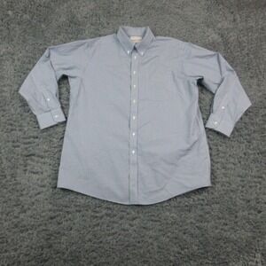 Roundtree & Yorke Gold Label Shirt Mens 17 32/33 Blue Check Non Iron Fitted